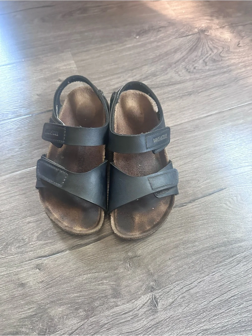 Birkenstock Kids Black Two-Strap Velcro Sandals
